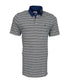 Polo piqué gris à rayure blanc / bleu